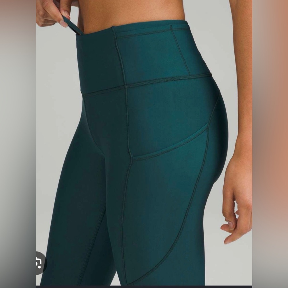 lululemon athletica fast n free fleece leggings in green jasoer sz 6